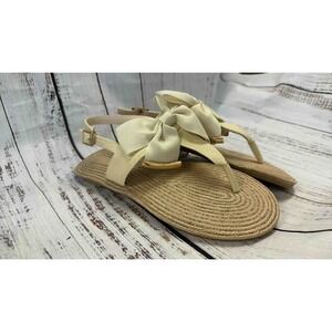 Womens Espadrille Sandals Bow Detail Flat Thong Shoes Size 40